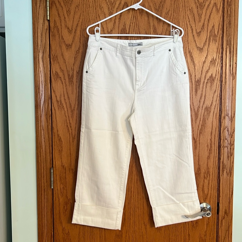 Chico’s Platinum White Denim Capri’s with 3 1/2” Cuff